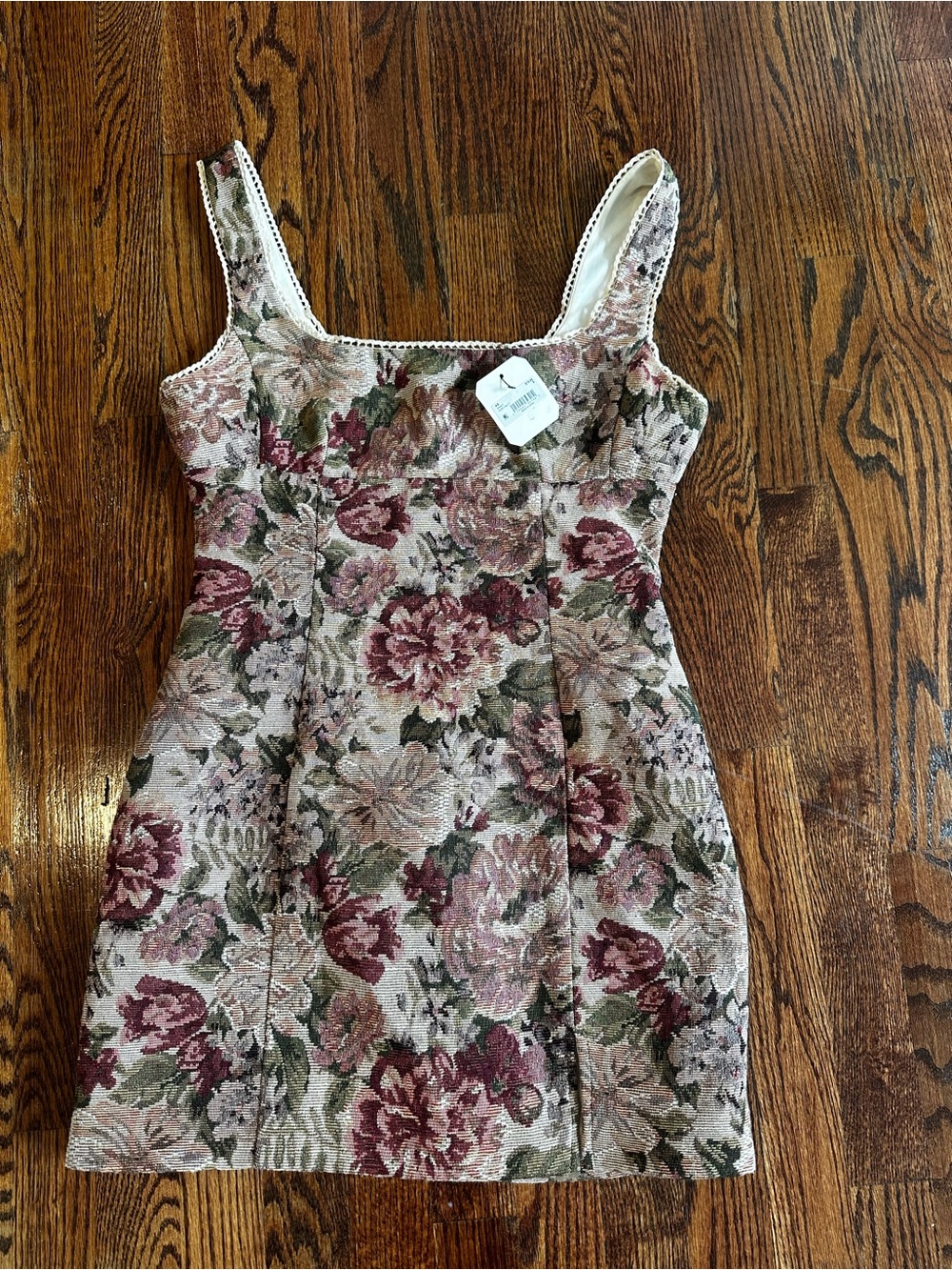 Altar'd State Rose and Sage Floral Jacquard Mini Dress